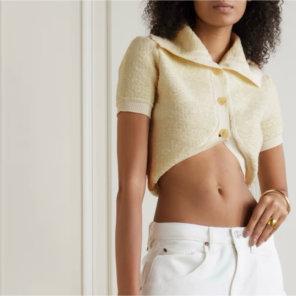 JACQUEMUS terry cropped knitted top